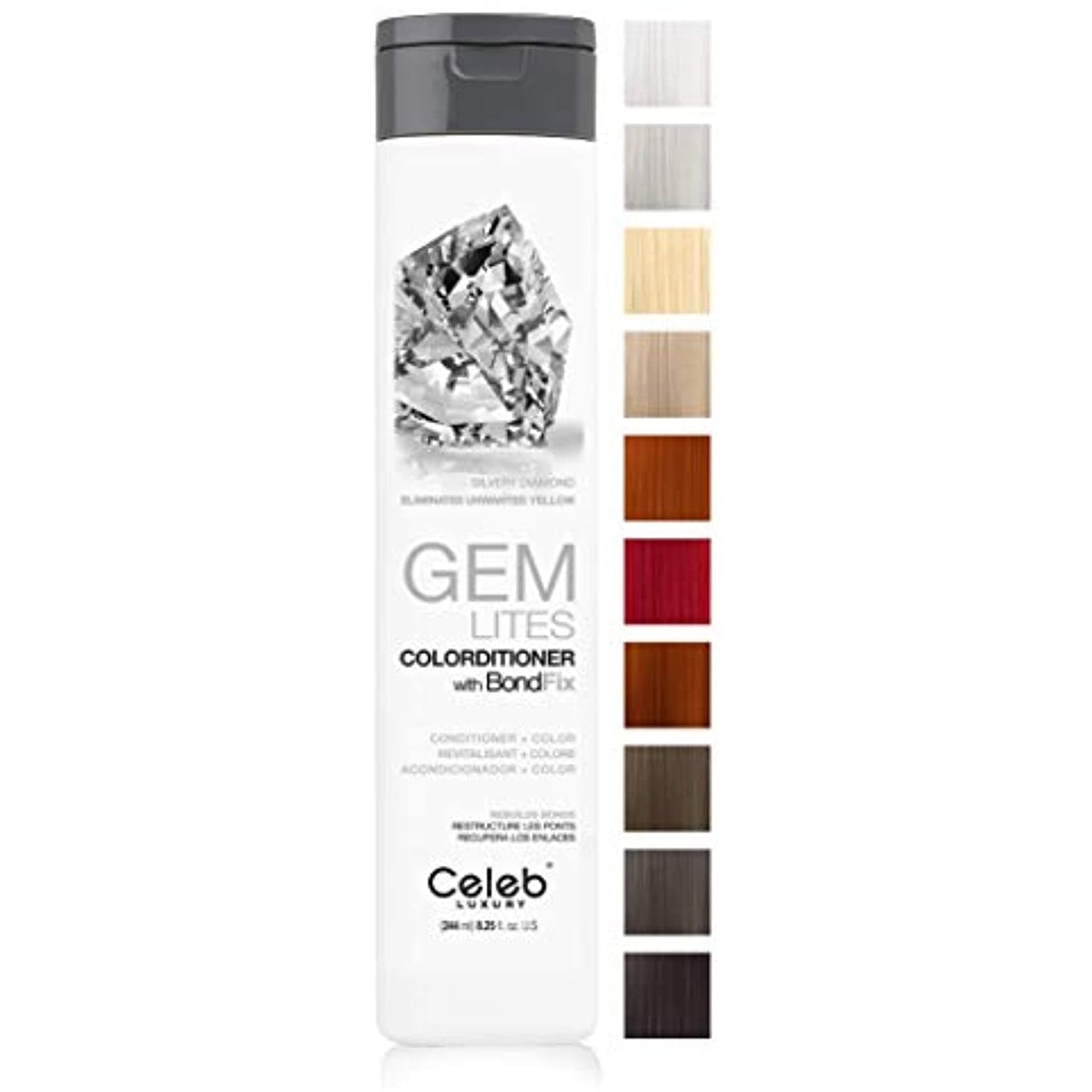 Celeb Luxury GEM LITES Color Conditioner, Silvery Diamond, 8.25 fl.oz.
